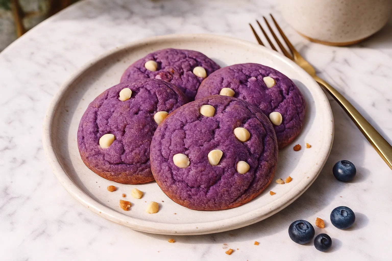 Cookies à l'Ube & Chocolat Blanc – Blubéa